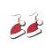 Christmas Iron Acrylic Dangle Earrings, Golden, Hat, 55x30mm