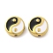 304 Stainless Steel Beads, with Enamel, Yin-yang, Ion Plating(IP), Real 18K Gold Plated, Real 18K Gold Plated, 11.5x4.5mm, Hole: 1.5mm