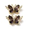 Brass Micro Pave Cubic Zirconia Beads, Butterfly, Real 18K Gold Plated, 11.5x21.5x7.5mm, Hole: 2mm