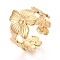 Adjustable Ion Plating(IP) 304 Stainless Steel Cuff Rings for Women, Flower, Real 18K Gold Plated, 15mm, US Size 7 1/4(17.5mm)