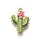 Alloy Pendants, with Enamel, Golden, Cactus, 16x13.5x4.5mm, Hole: 1.4mm