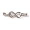 Brass Fold Over Clasps, Infinity, Platinum, 38mm, Hole: 3.5mm
