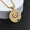 Flat Round with Constellation 201 Stainless Steel Pendant Necklaces, Golden, Cancer, 23.62 inch(60cm)