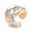 Brass Criss Cross Open Cuff Ring for Women, Cadmium Free & Lead Free, Real 18K Gold Plated & Platinum, 20mm, Adjustable