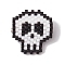 Halloween Skull Glass Seed Beads Brooch, with Iron Pins, White, 22x21mm