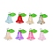 8Pcs 8 Colors Glass Pendants, Tulip with Leaf, with Acrylic Charms and Brass Brass Ball Head Pins, Platinum, 17~17.5x11x6mm, Hole: 2mm