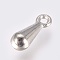 Alloy Charms, Chain Extender Drop, Teardrop, Platinum, 9x3mm, Hole: 1mm