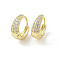 Brass Micro Pave Clear Cubic Zirconia Hoop Earrings for Women, Real 18K Gold Plated, 14.8x5.5mm