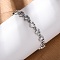 Brass Micro Pave Clear Cubic Zirconia Link Bracelets for Women, Heart, Cadmium Free & Lead Free, Rack Plating, Long-Lasting Plated, Platinum, 6-7/8 inch(17.5cm)