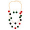 Christmas Polyester Pompom Ball Necklaces & Dangle Earring Sets, Alloy Jewerly Sets, Green, Necklace: 550mm