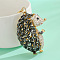 Alloy & Rhinestone Keychain, with Lobster Claw Clasps, Hedgehog, Jet, 6x5cm