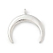 Brass Pendants, Crescent Moon, Rack Plating, Cadmium Free & Lead Free, Long-Lasting Plated, Platinum, 19.5x19x2mm, Hole: 1.8mm