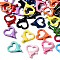Spray Painted Eco-Friendly Alloy Lobster Claw Clasps, Cadmium Free & Nickel Free & Lead Free, Heart, Mixed Color, 26x22x5.5mm, Hole: 2mm, about 20pcs/bag