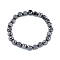 Faceted Round Synthetic Non-Magnetic Hematite Stretch Bracelets for Men, Inner Diameter: 2-5/8 inch(6.7cm)