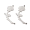 Non-Tarnish 304 Stainless Steel Connector Charms, Rose Flower Links, Stainless Steel Color, 30x13x1mm, Hole: 1.2mm