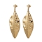 304 Stainless Steel Stud Earrings, Leaf, Real 18K Gold Plated, 46x15.5mm
