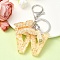 Resin & Acrylic Keychain, with Faux Suede Tassel Pendant & Alloy Findings, Letter W, 9.5cm