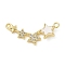 Brass Micro Pave Clear Cubic Zirconia Connector Charms, Star, with Shell, Lead Free & Cadmium Free, Long-Lasting Plated, Real 18K Gold Plated, 10.5x24.5x2mm, Hole: 1.4mm