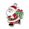 Alloy Enamel Pendants, Platinum, Christmas Series, Santa Claus, 22x18x1mm, Hole: 1.6mm