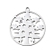 Christmas 201 Stainless Steel Pendants, Flat Round with Snowflake, 28x25x1mm, Hole: 1.8mm