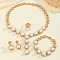 Letter S Alloy Crystal Rhinestone & Plastic Imitation Pearl Chain Necklaces & Stud Earrings & Link Bracelets & Rings Sets, Golden, 440mm