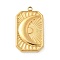 304 Stainless Steel Pendants, Rectangle with Moon Charm, Golden, 22.5x13x3mm, Hole: 1.5mm