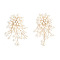 Flower Brass Plastic Pearl Tassel Clip-on Earrings, Golden, 80x45mm