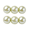 Eco-Friendly Glass Pearl Beads, Pearlized, Round, Green Yellow, 6mm, Hole: 1.2~1.5mm, about 68pcs/Strand, 16''(40.64cm)