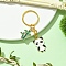 Alloy Enamel Keychain, with Iron Rings, Panda Bamboo, Golden, 78mm