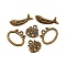 Tibetan Style Kitten Theme Alloy Toggle Clasps, Cat & Fish, Antique Bronze Color, Lead Free & Cadmium Free, Oval: 18x15mm, Cat: 13x12.5mm, Fish: 20x6.5mm, Hole: 2mm