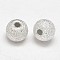 Round 925 Sterling Silver Textured Beads, Silver, 4mm, Hole: 1.2mm, about 230~240pcs/20g