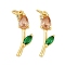 Rack Plating Brass Micro Pave Cubic Zirconia Pendants, Long-Lasting Plated, Lead Free & Cadmium Free, with Jump Ring, Flower Charms, Wheat, 23x8.5x4mm