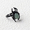 Natural Green Aventurine Spider Open Cuff Rings, Gunmetal Tone Metal Finger Rings for Unisex, Inner Diameter: Adjustable