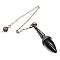 Natural Obsidian Dowsing Pendulum Big Pendants, Undyed, with Platinum Plated Metal Findings, Cone Charm, 180mm
