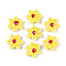Handmade Porcelain Beads, Flower, Bright Glazed Porcelain, Yellow, 16.5~17.5x15.5~16x6.5~7.5mm, Hole: 1.4~1.8mm