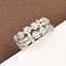 Brass Micro Pave Cubic Zirconia Cuff Rings for Women, Long-Lasting Plated, Rack Plating, Cadmium Free & Lead Free, Platinum, 9mm, Adjustable