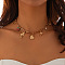 Summer Beach Iron & Alloy Enamel Strawberry Sea Horse Shell Shape Bib Necklaces, Golden, 14.17 inch(36cm)