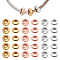 60Pcs 3 Colors Brass Beads, with Rubber, Rondelle, Slider Beads, Mixed Color, 8~8.3x4mm, Hole: 1.6~1.9mm, 20pcs/color