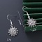 Brass & Alloy Dangle Earrings, Antique Silver, Sun, 39x16mm
