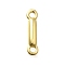 Brass Connector Charms, Lead Free & Cadmium Free, Long-Lasting Plated, Rack Plating, Real 18K Gold Plated, Letter I, 12.5x2.5x2.5mm, Hole: 1.2mm