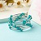 5-Loop Synthetic Turquoise(Dyed) Chip Beaded Wrap Bracelets for Women, Steel Memory Wire Bracelet, Platinum, Inner Diameter: 2-1/8 inch(5.45cm)