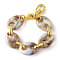 Resin Link Chain Bracelets for Women, Oval, Floral White, 9-7/8 inch(25.1cm)