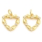 Rack Plating Brass & Cubic Zirconia Pendants, Cadmium Free & Lead Free, Long-Lasting Plated, Heart, with Jump Ring, Real 18K Gold Plated, 15x14x3mm, Hole: 5mm