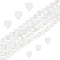 2 Strands 2 Styles Natural Freshwater Shell Beads Strands, Heart, White, 8~11x8~11x2.5~3mm, Hole: 0.5mm, about 39~50pcs/strand, 14.96~15.35 inch(38~39cm), 1 strand/style