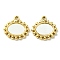 Ion Plating(IP) 304 Stainless Steel Pave Shell Oval Charms, Real 14K Gold Plated, 14.5x15x2mm, Hole: 1.4mm
