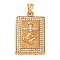 304 Stainless Steel Rhinestone Pendants, Rectangle with Cross, Real 18K Gold Plated, 42x26.5x6mm, Hole: 9x4.5mm