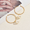Round Stainless Steel Hoop Earrings, with Imitation Pearl, Golden, 70x44mm