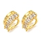 Brass Micro Pave Cubic Zirconia Cuff Earrings, Real 18K Gold Plated, 14x7mm