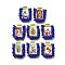 Barss Pendants, with Plastic Beads and Paper, Rectangle with Fantastic Saints, Cadmium Free & Nickel Free & Lead Free, Marine Blue, 27x22x6mm, Hole: 2.2mm