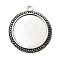 Flat Round Tibetan Style Pendant Cabochon Settings, Plain Edge Bezel Cups, Lead Free & Cadmium Free & Nickel Free, Antique Silver, Tray: 30mm, 38x2.5mm, Hole: 3mm